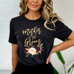 Marsala burgundy Blommigt Mor i Groom T Shirt