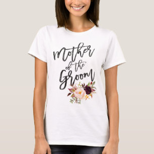 Marsala burgundy Blommigt mor i groomen T Shirt