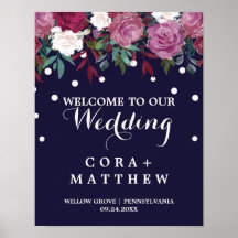 Marsala & Burgundy Blommigt på marinen Bröllop Väl