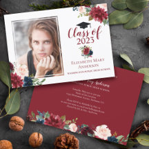 Marsala Burgundy Blommigt Photo Studenten