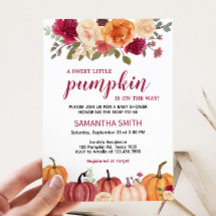 Marsala Burgundy Blommigt Pumpkin Baby Shower