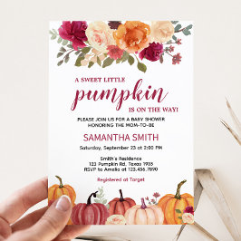Marsala Burgundy Blommigt Pumpkin Baby Shower Inbjudningar