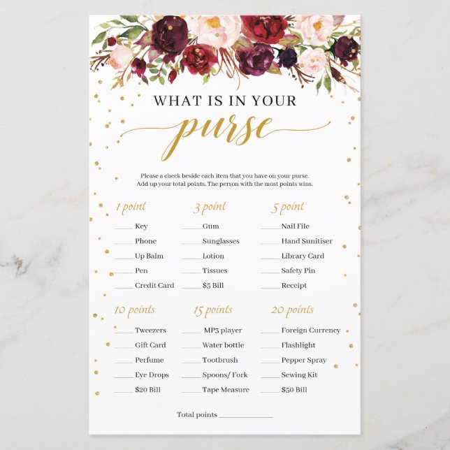 Marsala burgundy blommigt vad du har i ditt handvä (Framsida)