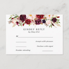 Marsala Burgundy Flowers Bröllop OSA Card Kort