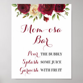 Marsala Burgundy Momosa Pub Baby Shower Sprinkle Poster