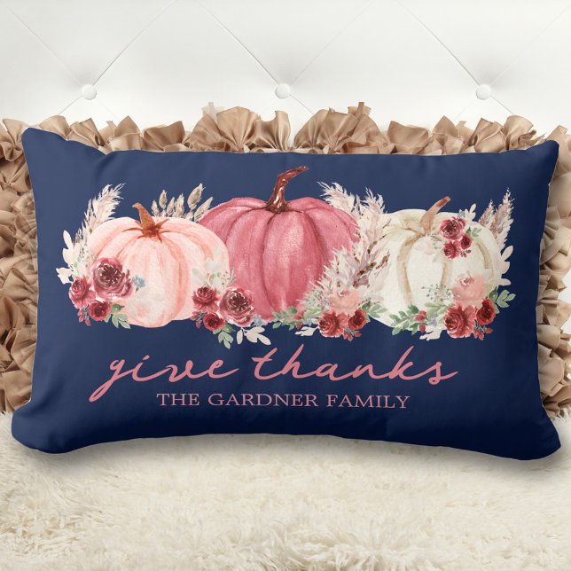 Marsala Burgundy Navy Fall Boho Pumpkins Namn Lumbarkudde (Marsala Burgundy Navy Fall Boho Pumpkins Name Lumbar Pillow)