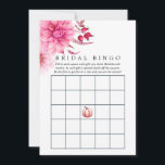 Marsala - Burgundy och  Möhippa Bingo hösten Rådkort<br><div class="desc">Burgundy och  rosa faller i vattenfärgen blommigt möhippa bingo kort med höstdahlier och bladverk.</div>