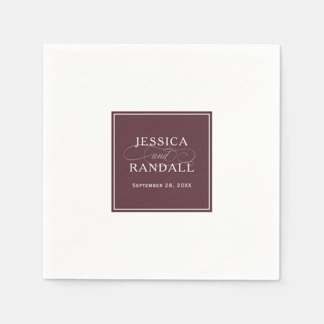 Marsala Burgundy Red Classic Elegance Bröllop Pappersservett (Framsidan)