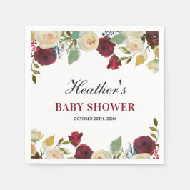Marsala Burgundy Red Fall Baby Shower Bord Papper Pappersservett