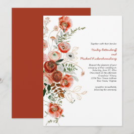 Marsala Burgundy Rosenskift Höst Blommig Bröllopsi Inbjudningar