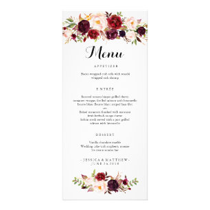 Marsala Burgundy Rustic Blommigt-2 Reklamkort