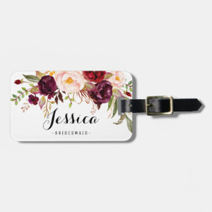Marsala Burgundy Rustic Blommigt Bridesmaid Bagagebricka