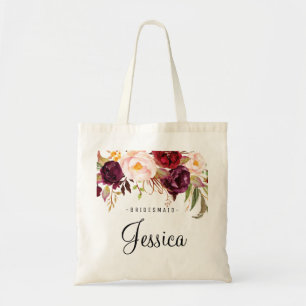Marsala Burgundy Rustic Blommigt Bridesmaid Tygkasse