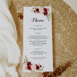 Marsala Burgundy Rustic Blommigt Reklamkort
