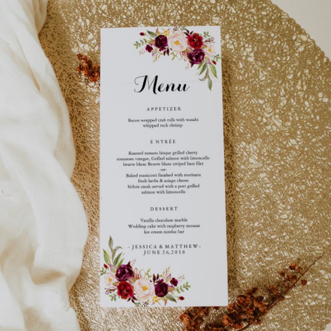 Marsala Burgundy Rustic Blommigt Reklamkort (Skapare uppladdad)