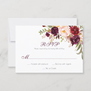 Marsala Burgundy White Röd ros Classic OSA Kort