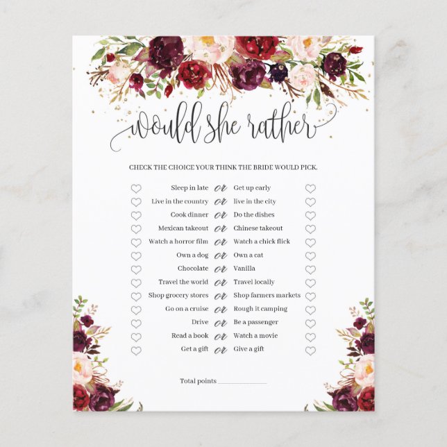 Marsala burugndy guld blommigt skulle hellre spela (Framsida)