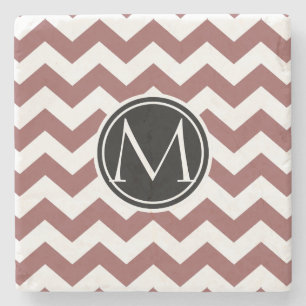 Marsala Chevron Monogrammad Stenunderlägg
