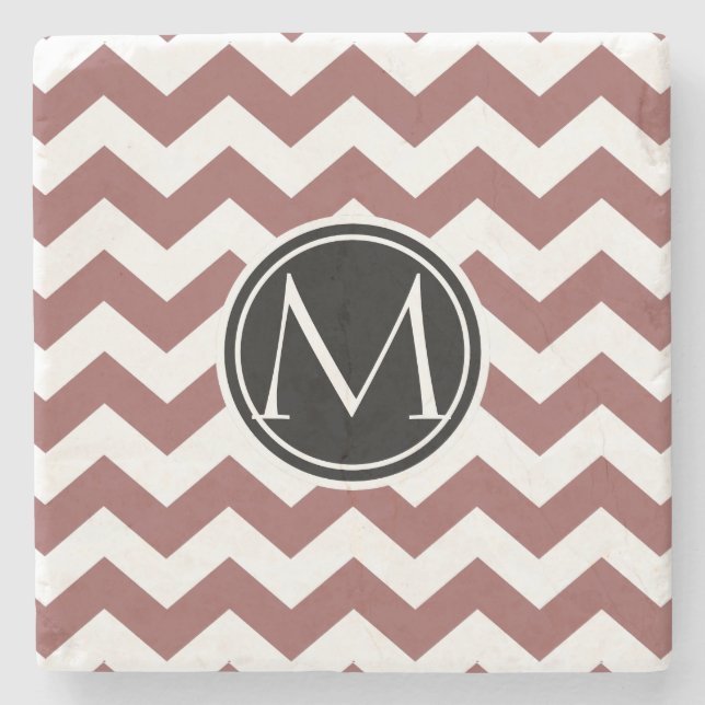 Marsala Chevron Monogrammad Stenunderlägg (Framsidan)