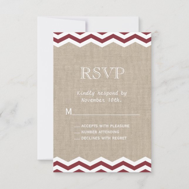 Marsala Chevrons på Burlap OSA Kort (Framsida)