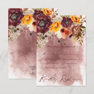Marsala Clay & Gult Bouquet Bröllop OSA Kort