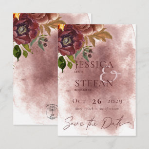 Marsala Clay & Gult Bouquet Bröllop Spara Datumet