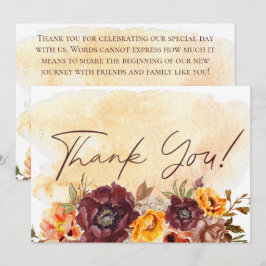 Marsala Clay & Gult Bouquet Gult Bröllop Tack Kort