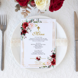 Marsala Flowers & Guld Ram Baptism Menu Meny