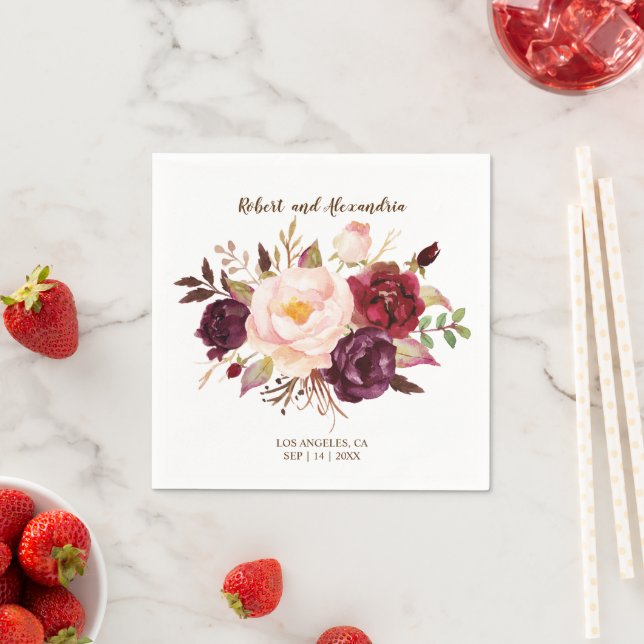 Marsala Flowers Möhippa Wedding Reception N Pappersservett (Insitu)