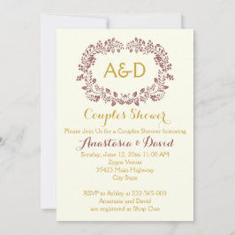 Marsala foliedränga bröllop par dusch inbjudningar