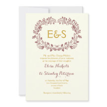 Marsala folieutandning ram med initialer bröllop