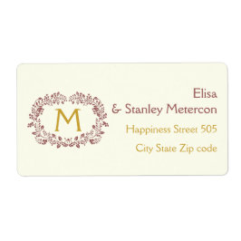 Marsala folieutandning ram och monogram bröllop fraktsedel