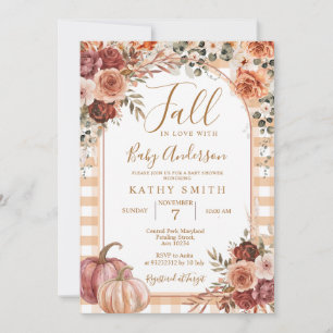 Marsala Gingham Pumpkin Fall in kärlek Baby Shower Inbjudningar