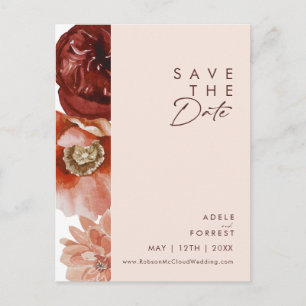 Marsala Höst Floral Rosafärgad Spara Datum Postkor Inbjudan Vykort