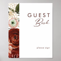 Marsala Höst Floral | Vit Gästbokssköld