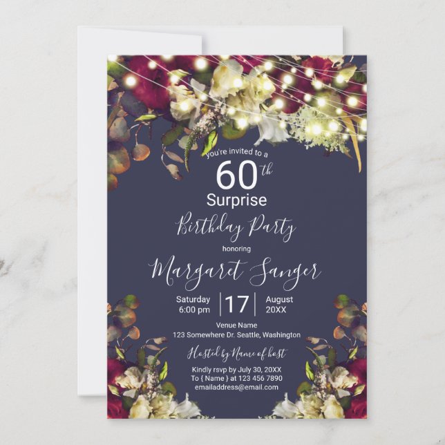 Marsala & Ivory Watercolor Ro Surprise Party Inbjudningar (Framsida)