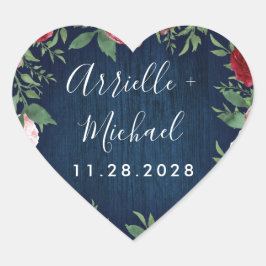 Marsala Land Rustic Wedding Favor Stickers Hjärtformat Klistermärke