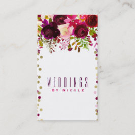 Marsala Modern Blommig Guld Vinröd Djärv Elegant Visitkort