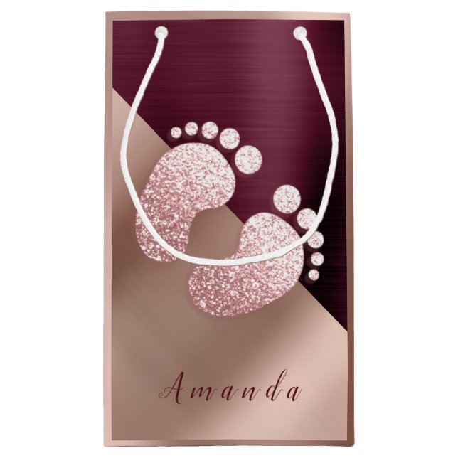 Marsala Namn Baby Feet Ro Guld Baby Shower Rosa (Baksidan)
