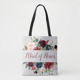 Marsala & Navy Blommigt Shabby chic Maid of honor Tygkasse