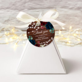 Marsala & Navy Flowers Rustic Möhippa Gåvor Etiketter