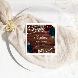 Marsala & Navy Flowers Rustic Möhippa Pappersservett