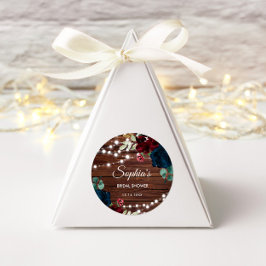 Marsala & Navy Flowers Rustic Möhippa Runt Klistermärke