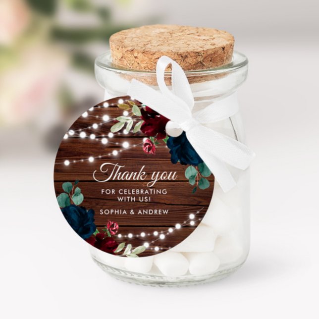 Marsala & Navy Rustic Bröllop Gåvor Etiketter (Skapare uppladdad)