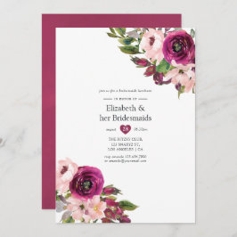 Marsala och  Blommigt Bridesmaids Luncheon Inbjudningar