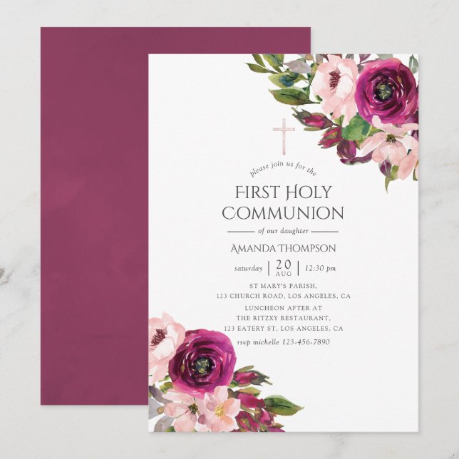 Marsala och  Blommigten Första kommissionen Inbjudningar (Fram/baksida)