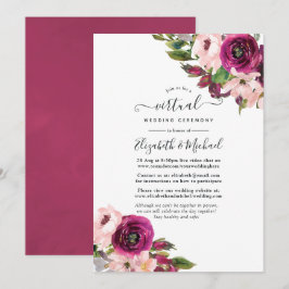 Marsala och Blush Blommig Online Bröllop Inbjudningar