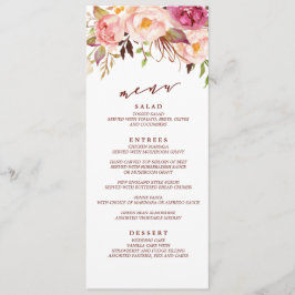 Marsala och Guld Boho Garden Wedding Menu Meny