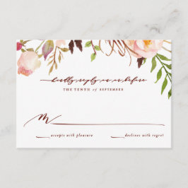 Marsala och Guld Boho Garden Wedding Responply Car OSA Kort