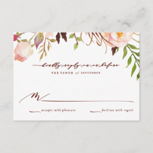 Marsala och Guld Boho Garden Wedding Responply Car OSA Kort